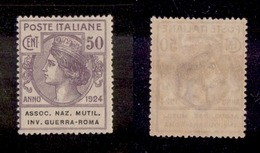 10699 REGNO - PARASTATALI - 1924 - 50 Cent Assoc. Naz Mutil. Inv. Guerra (9) - Nuovo Con Gomma (30) - Autres & Non Classés
