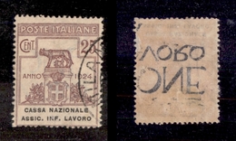 10706 REGNO - PARASTATALI - 1924 - 25 Cent Cassa Naz. Assic. Inf. Lavoro (19) - Usato (60) - Autres & Non Classés