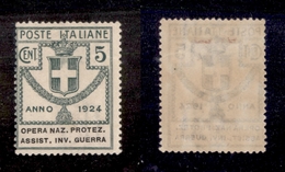 10719 REGNO - PARASTATALI - 1924 - 5 Cent Opera Naz. Protez. Assist. Inv. Guerra (50) - Nuovo Con Gomma (40) - Autres & Non Classés