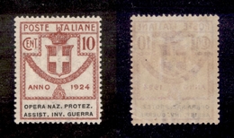 10720 REGNO - PARASTATALI - 1924 - 10 Cent Opera Naz. Protez. Assist. Inv. Guerra (51) - Nuovo Con Gomma (40) - Autres & Non Classés
