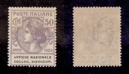 10731 REGNO - PARASTATALI - 1924 - 50 Cent Ufficio Nazionale Colloc. Disoccup. (66) - Gomma Integra (62,5) - Sonstige & Ohne Zuordnung