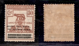 10736 REGNO - PARASTATALI - 1924 - 30 Cent Assoc. Naz Mutil. Inv. Guerra Roma (73) - Gomma Integra (50) - Sonstige & Ohne Zuordnung