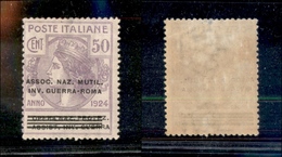 10737 REGNO - PARASTATALI - 1924 - 50 Cent Assoc. Naz Mutil. Inv. Guerra Roma (74) - Gomma Integra (62,5) - Autres & Non Classés