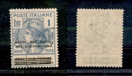 10738 REGNO - PARASTATALI - 1924 - 1 Lira Assoc. Naz Mutil. Inv. Guerra Roma (75) - Usato (80) - Sonstige & Ohne Zuordnung