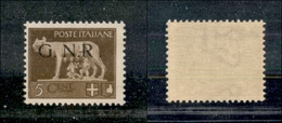 10750 REPUBBLICA SOCIALE - 1943 - GNR Brescia - 5 Cent (470/Il) - R Accostata - Gomma Integra (400) - Autres & Non Classés
