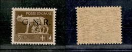 10753 REPUBBLICA SOCIALE - 1943 - GNR Brescia - 5 Cent (470/Ipb) - Punto Grosso Dopo N - Gomma Integra (160) - Sonstige & Ohne Zuordnung
