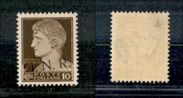 10755 REPUBBLICA SOCIALE - 1943 - GNR Brescia - 10 Cent (471/IaA) - Soprastampa Obliqua - Gomma Integra (1.350) - Autres & Non Classés