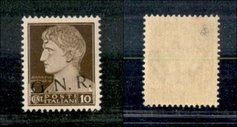 10755 REPUBBLICA SOCIALE - 1943 - GNR Brescia - 10 Cent (471/IaA) - Soprastampa Obliqua - Gomma Integra (1.350) - Altri & Non Classificati