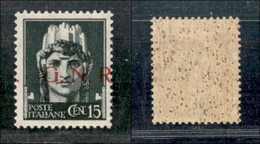 10759 REPUBBLICA SOCIALE - 1943 - GNR Brescia - 15 Cent (472/Inb) Punto Dopo R A Sinistra (70) - Autres & Non Classés