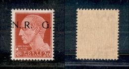 10765 REPUBBLICA SOCIALE - 1943 - GNR Brescia - 20 Cent (473/Ii) - NR G Con Soprastampa In Alto - Gomma Integra - Cert.  - Sonstige & Ohne Zuordnung