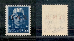 10783 REPUBBLICA SOCIALE - 1943 - GNR Brescia - 35 Cent (476/Ia) - Leggero Decalco - Gomma Integra (675) - Other & Unclassified