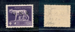 10794 REPUBBLICA SOCIALE - 1943 - GNR Brescia - 3,70 Lire (484/I) - Oliva (950) - Sonstige & Ohne Zuordnung