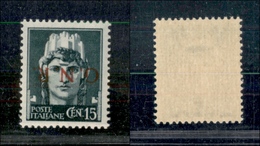10803 REPUBBLICA SOCIALE - 1944 - GNR Verona - 15 Cent Verde Grigio (472a) Soprastampa Capovolta - Gomma Integra (120) - Sonstige & Ohne Zuordnung