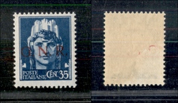 10804 REPUBBLICA SOCIALE - 1944 - GNR Verona - 35 Cent Azzurro (476) Falla Naturale Di Gomma In Angolo (220) - Sonstige & Ohne Zuordnung