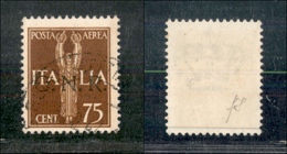 10810 REPUBBLICA SOCIALE - 1944 - GNR Verona - 75 Cent Posta Aerea (119) Usato - Fiecchi (280) - Autres & Non Classés