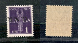 10813 REPUBBLICA SOCIALE - 1944 - GNR Verona - 1 Lira Posta Aerea (121a) Soprastampa Capovolta - Gomma Integra (110) - Autres & Non Classés