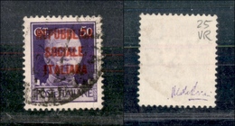 10826 REPUBBLICA SOCIALE - 1944 - 50 Cent (493b - Verona Pos.25) Doppia Soprastampa - Usato (60) - Autres & Non Classés