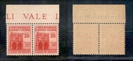 10843 REPUBBLICA SOCIALE - 1944/1945 - 20 Cent Loggia Dei Mercanti (504/504aa) - Coppia Orizzontale Con Errore SOCIAIE S - Autres & Non Classés