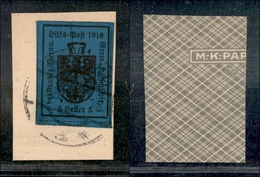 10953 OCCUPAZIONI - MERANO - 1918 - 5 Heller Azzurro Scuro (7) - Su Frammento (400) - Autres & Non Classés