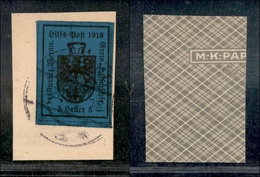 10953 OCCUPAZIONI - MERANO - 1918 - 5 Heller Azzurro Scuro (7) - Su Frammento (400) - Sonstige & Ohne Zuordnung