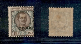 11039 OCCUPAZIONI - CORFU' - 1923 - 1 Lira (8) - Soprastampa Spostata A Destra - Gomma Integra - Non Catalogata - Autres & Non Classés