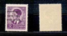 11113 OCCUPAZIONI - MONTENEGRO - 1941 - 12 Din (11i+pa) Errore X1X + Soprastampa Spostata A Sinistra - Gomma Integra - Autres & Non Classés