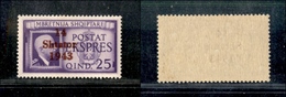 11175 OCCUP.TEDESCA - ALBANIA - 1943 - 25 Qind Violetto Espresso Soprastampato (14) - Soprastampa Spostata A Sinistra -  - Altri & Non Classificati