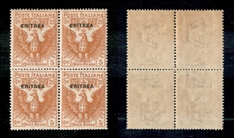 11317 COLONIE - ERITREA - 1916 - Quartina Del 20 + 5 Cent Croce Rossa Soprastampato (44) - Gomma Integra (100+) - Autres & Non Classés
