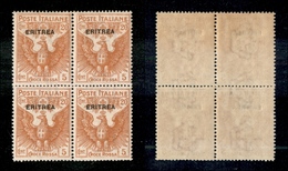 11317 COLONIE - ERITREA - 1916 - Quartina Del 20 + 5 Cent Croce Rossa Soprastampato (44) - Gomma Integra (100+) - Other & Unclassified