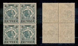 11323 COLONIE - ERITREA - 1922 - Quartina Del 5 Cent Somalia Soprastampato (55) - Gomma Integra (60) - Autres & Non Classés