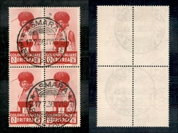 11357 COLONIE - ERITREA - 1933 - Quartina Del 5 Lire Soggetti Africani (211) - Usata (32) - Autres & Non Classés