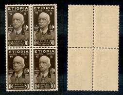 11385 COLONIE - ETIOPIA - 1936 - Quartina Del 30 Cent Vittorio Emanuele III (4) - Gomma Integra (120) - Andere & Zonder Classificatie