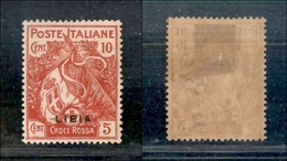 11394 COLONIE - LIBIA - 1915/1916 - 10 Cent + 5 Cent Croce Rossa Soprastampato (13c) - Soprastampa Fortemente Spostata I - Autres & Non Classés