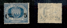 11690 SAN MARINO - 1892 - 5 Cent Su 10 Cent Stemma (8) - Nuovo Con Gomma (60) - Autres & Non Classés