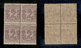 11726 SAN MARINO - 1903 - Quartina Del 2 Cent Cifra (34) - Gomma Integra (350) - Sonstige & Ohne Zuordnung