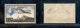 11853 SAN MARINO - P. AEREA - 1951 - Posta Aerea - 1000 Lire Bandiera E Aereo (99) - Gomma Integra - Leggero Ingiallimen - Autres & Non Classés