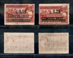 11863 SAN MARINO - SERVIZI - 1927 - 1,25 Lire Su 60 Cent Su 25 Cent Espressi Soprastampati (6) - 2 Valori Con Soprastamp - Autres & Non Classés
