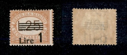 11883 SAN MARINO - SERVIZI - 1936/1939 - 1 Lira Su 25 Lire Segnatasse (52) - Nuovo Con Gomma (135) - Autres & Non Classés