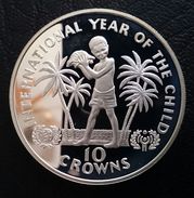 Turks And Caicos Islands 10 CROWNS 1982 SILVER PROOF "International Year Of The Child" Free Shipping Via Registered - Turks En Caicoseilanden