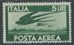 1945-46 ITALIA POSTA AEREA DEMOCRATICA 5 LIRE MH * - QBA1-2 - Luchtpost