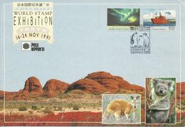 Australian Antarctic Territory 1991 Phila Nippon Stamp Expo, Souvenir Card - Covers & Documents