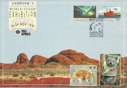 Australian Antarctic Territory 1991 Phila Nippon Stamp Expo, Souvenir Card - Briefe U. Dokumente