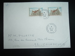 LETTRE TP EGLISE DE BROU 0,45 X2 OBL.29-8-1969 PARIS BUREAUX TEMPORAIRES - Posttarife