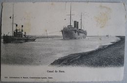 STEAMER AND TUG IN SUEZ CANAL, USED 1903 FROM PORT SAID TO OREBIC, CROATIA - Steamers