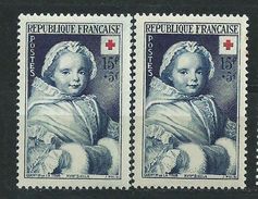 [18] Variété : N° 915 Croix-rouge 1951 Personnage Clair  + Normal ** - Unused Stamps