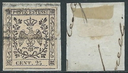 1852 DUCATO DI MODENA USATO AQUILA SENZA PUNTO 25 CENT - AS1 - Modena