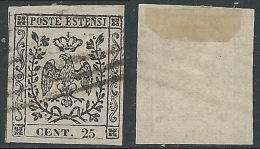 1852 DUCATO DI MODENA USATO AQUILA SENZA PUNTO 25 CENT - AS1-2 - Modena