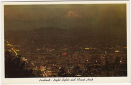 Night Lights With The Majestic Mount Hood In The Background - Portland, Oregon - (USA) - Portland