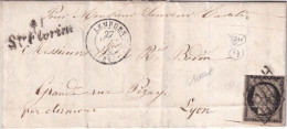 1850 - HAUTE LOIRE - LETTRE De STE FLORINE Avec CURSIVE +  T15 + GRILLE De LEMPDES => LYON - 1849-1850 Ceres