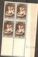 VARIETE COIN  N 446 **  - 2 TIMBRES DU BAS DE COULEUR BRUN FONCE AU LIEU DE BRUN LILAS SUR LES 2 TIMBRES DU HAUT - Unused Stamps